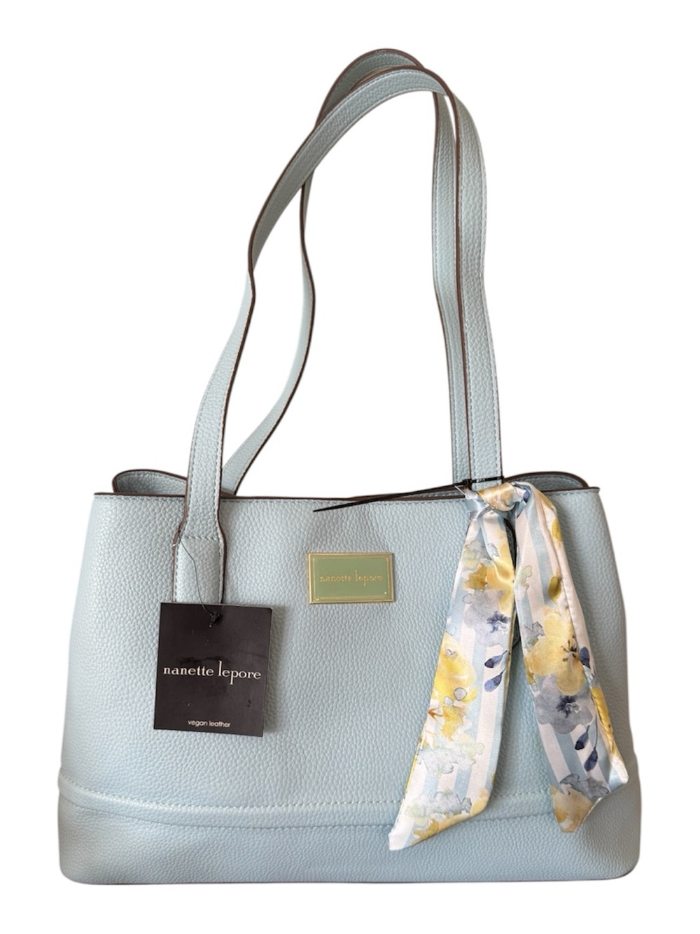 Nanette Lepore Kassandra Triple Section Shoulder Bag with Scarf Ice Blue NWT